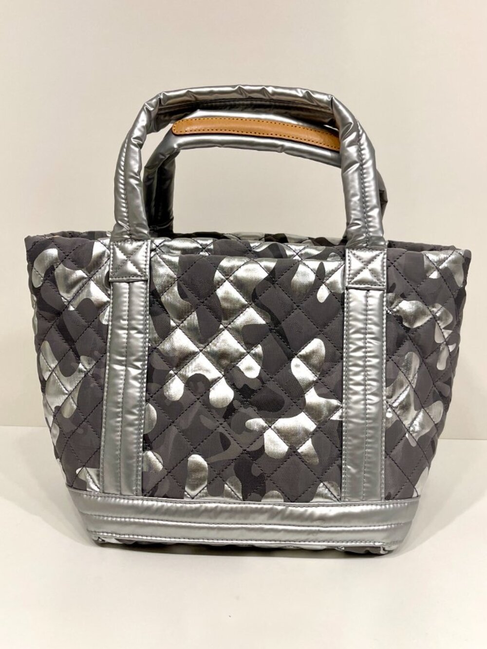 MZ Wallace Small Empire Tote | Silver Metallic Camo | Crossbody Strap + Pouch - Picture 2 of 9
